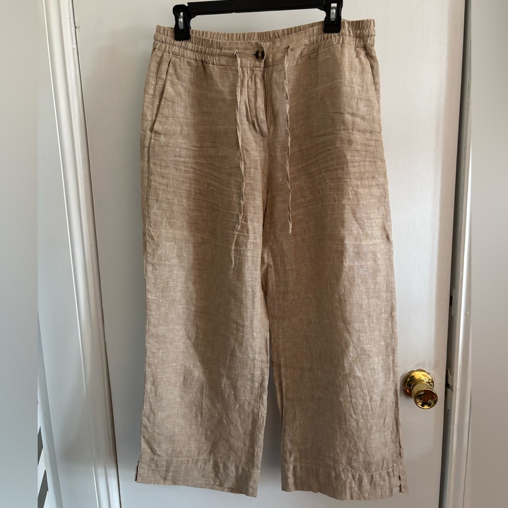 Stylish wide-leg 100 linen woman’s pants, European style